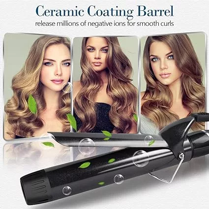 Ouiast Curling Iron, 1.5 inches Curling Wand Instant Heat with Ceramic Coating Barrel